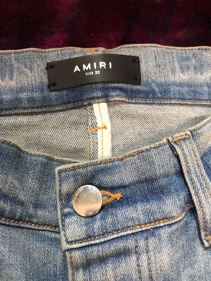 Amiri Classic New Heavy Industry Splicing Destruction Blue Jeans