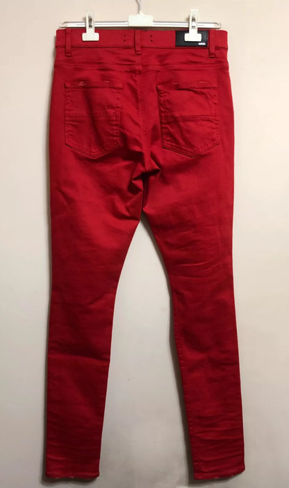 Amiri mx1 red patchwork jeans