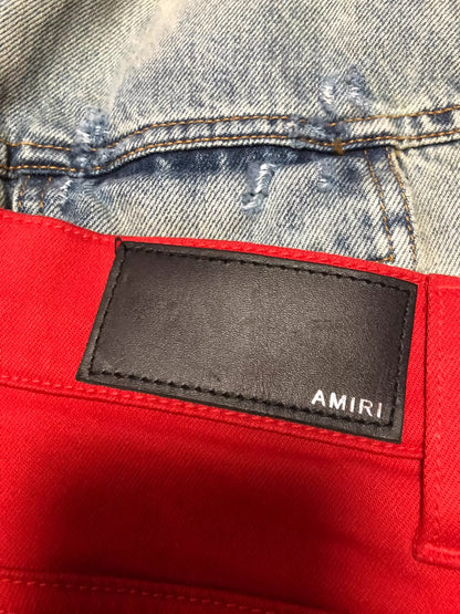 Amiri mx1 red patchwork jeans