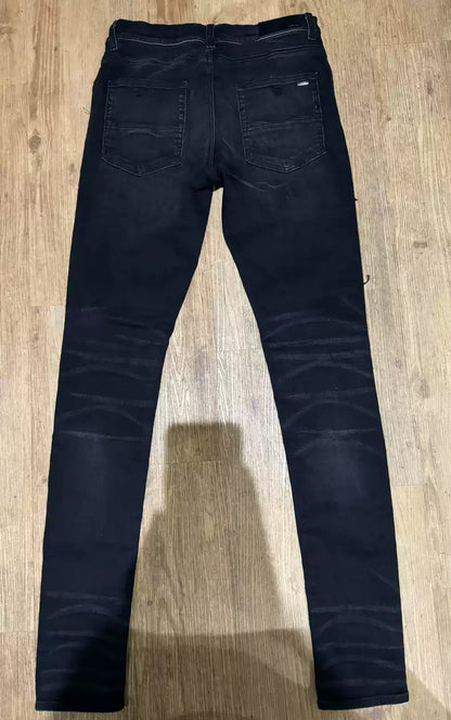 Amiri Black and Red Destruction Cat Beard Jeans