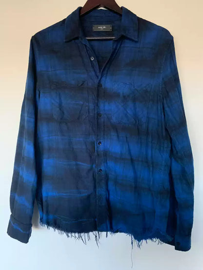 Amiri blue tie dye destroys shirt