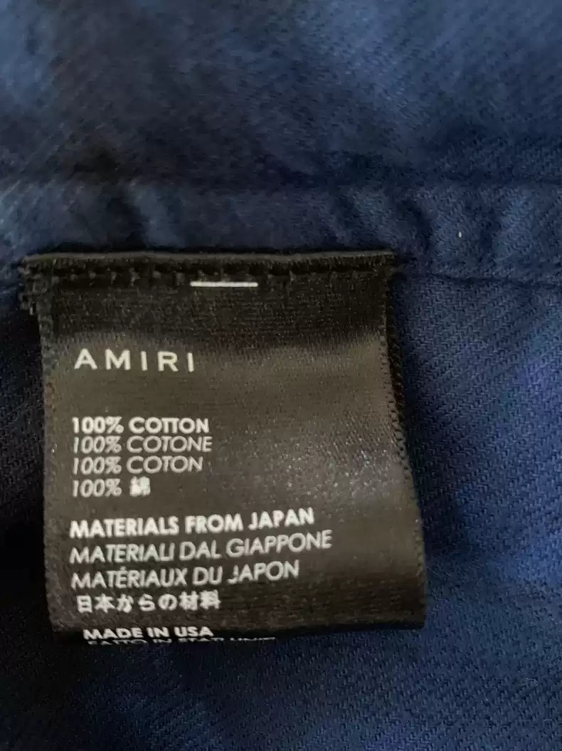 Amiri blue tie dye destroys shirt