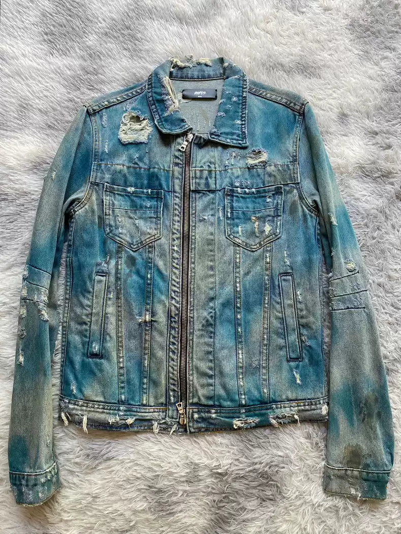 Amiri oil stains denim jacket