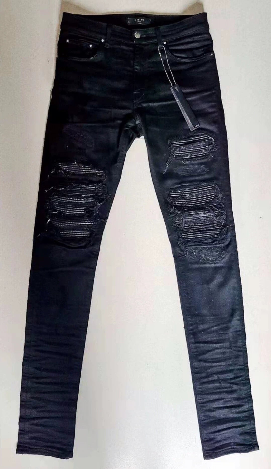 Amiri classic 16OG old model wrinkled mx1 black patchwork leather