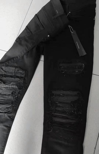 Amiri classic 16OG old model wrinkled mx1 black patchwork leather