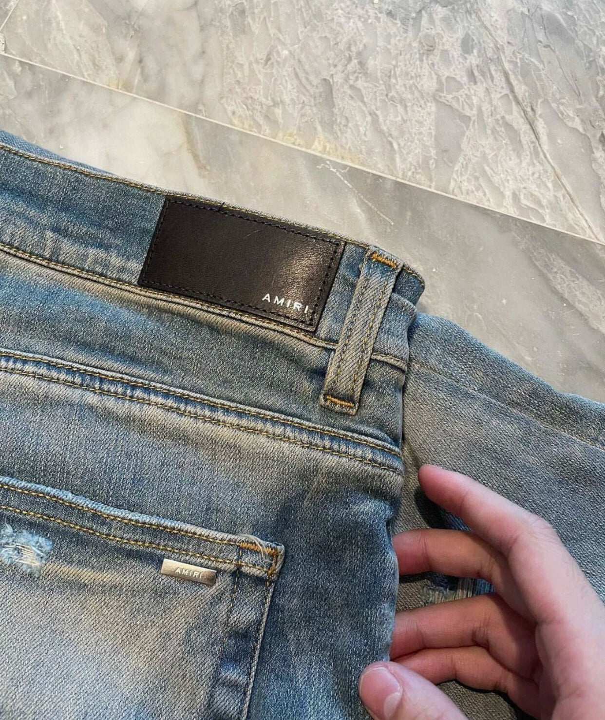 Amiri Classic Art Splicing MX1 Blue Jeans