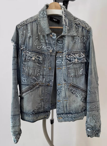 Amiri cashew flower denim jacket