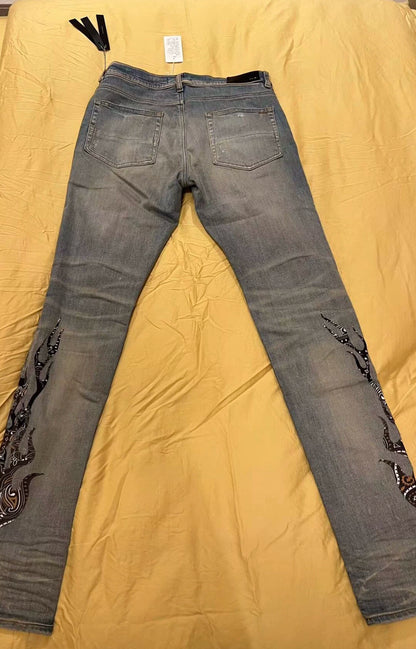 Amiri Classic Flame Joint Blue Jeans