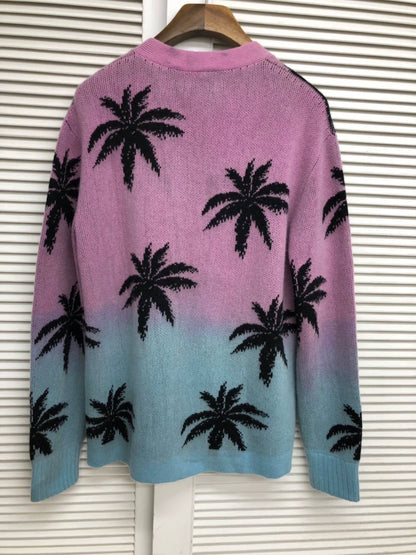 Amiri Palm Omber Cardigan Color Gradient Popular Coconut Tree Cashmere+Wool Blended Cardigan shirt