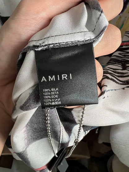 Amiri Weslang co branded black and white silk shirt