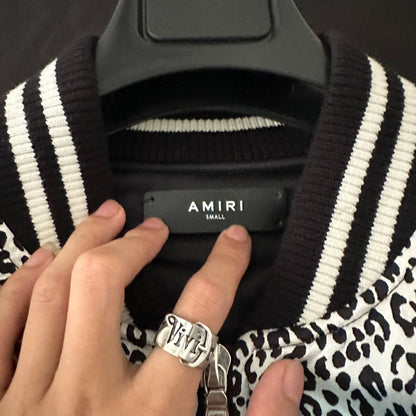 AMIRI 18AW Silk Rainbow Leopard Bomber Jacket