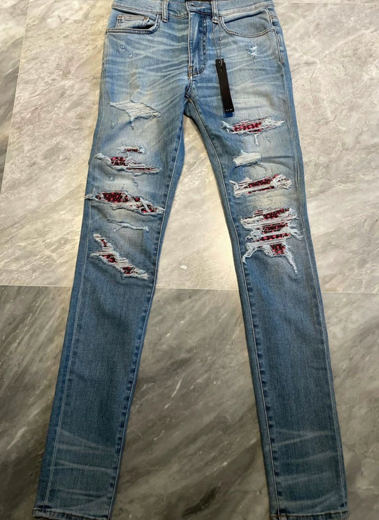 Amiri Classic Velvet Art Splicing Limited Edition Blue Jeans