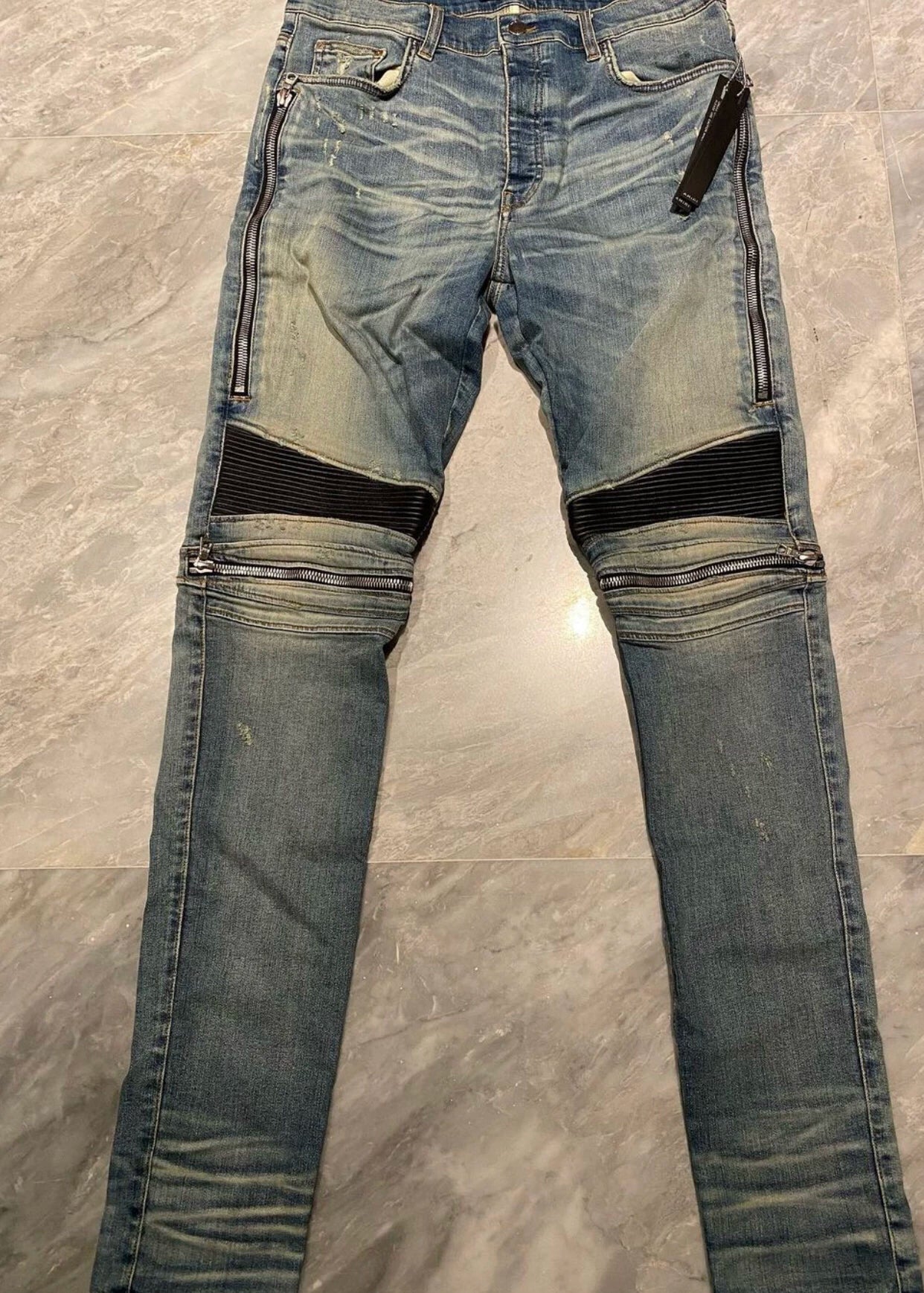 Amiri classic mx2 blue patchwork jeans