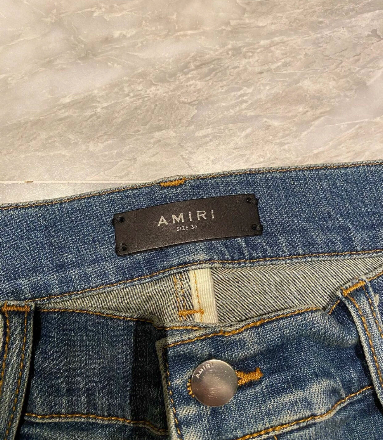 Amiri classic mx2 blue patchwork jeans