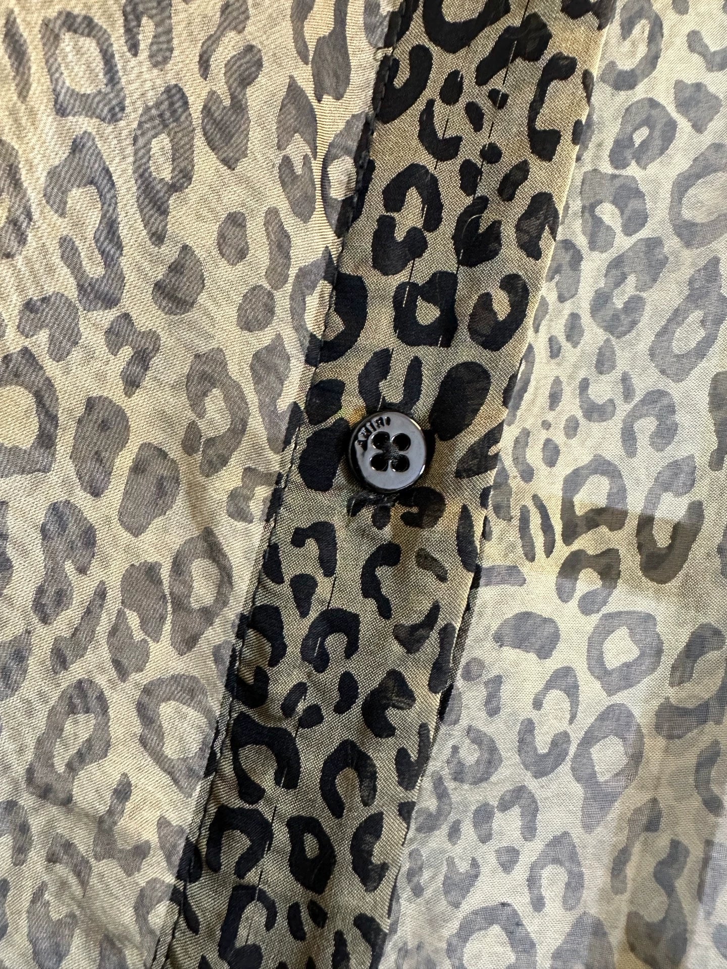 Amiri 100% mulberry silk leopard print long sleeved shirt