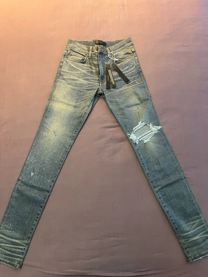 AMIRI 16AW Blue Full Shining Pink Piercing Jeans