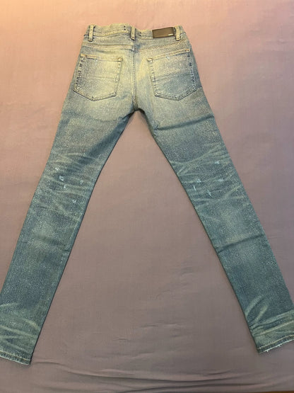 AMIRI 16AW Blue Full Shining Pink Piercing Jeans