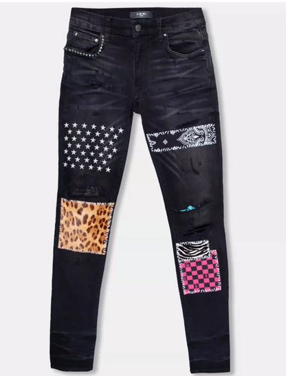 Amiri black patchwork jeans