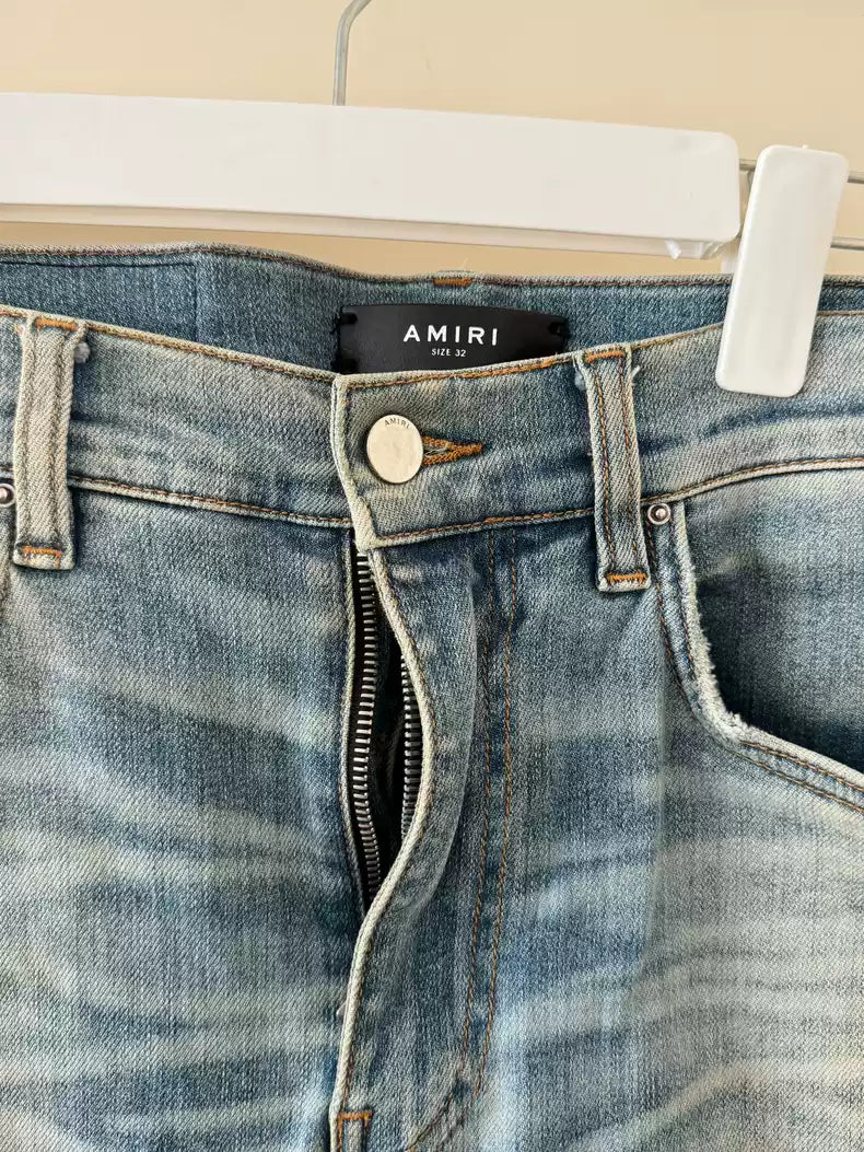 Amiri Classic Rainbow Flower Splicing Jeans