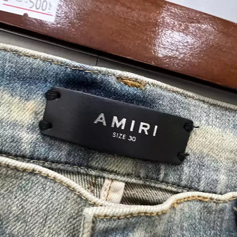 AMIRI Blue Wash Damaged Pants