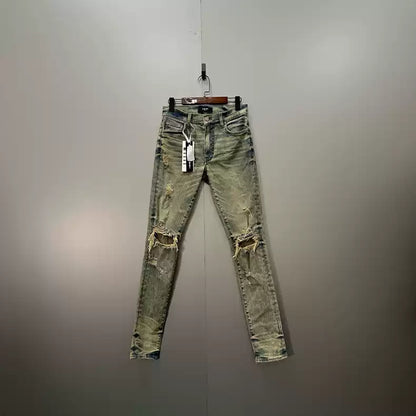 AMIRI Blue Wash Damaged Pants