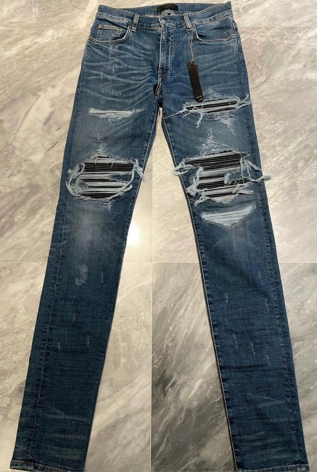 Amiri classic old style MX1 blue patchwork jeans