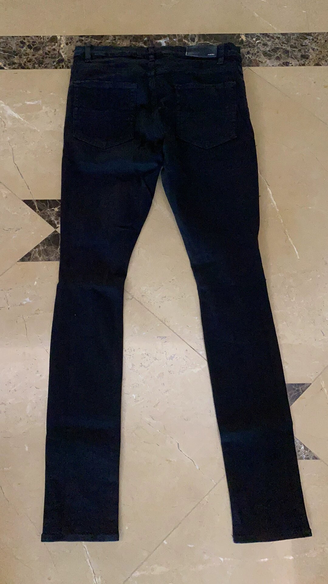 Amiri Classic High Definition Ice Blue Diamond Destruction Black Jeans