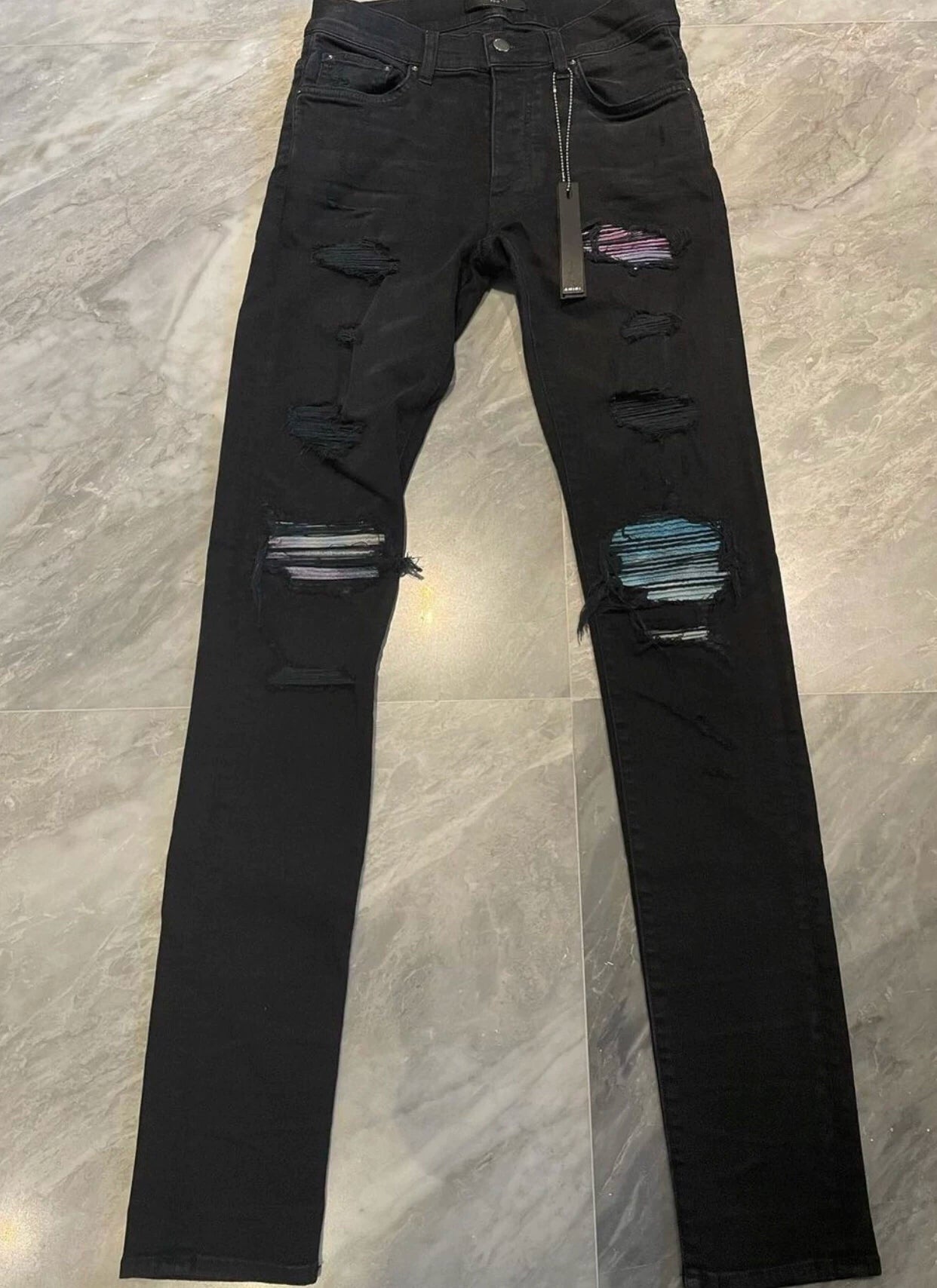 Amiri Classic Limited Edition Rainbow Splicing Black Jeans