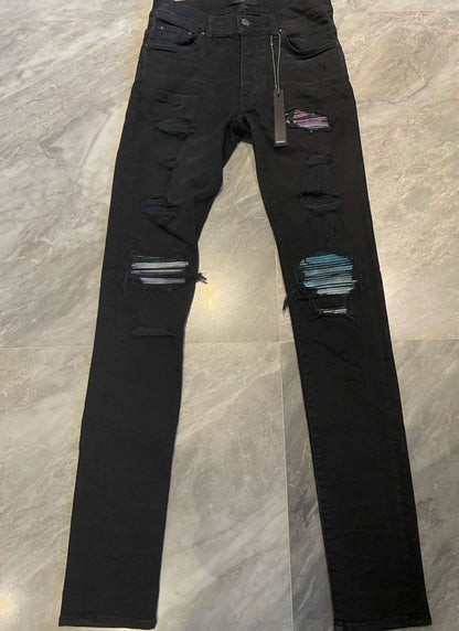 Amiri Classic Limited Edition Rainbow Splicing Black Jeans