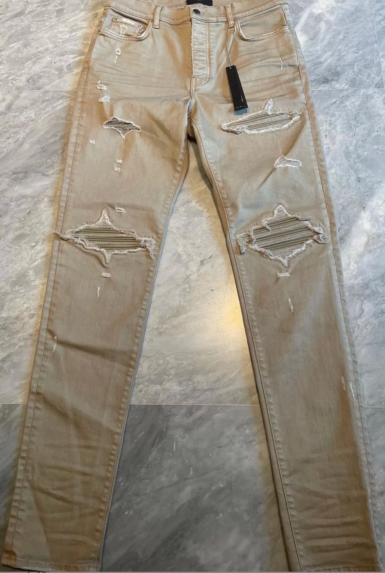 Amiri classic khaki patchwork jeans