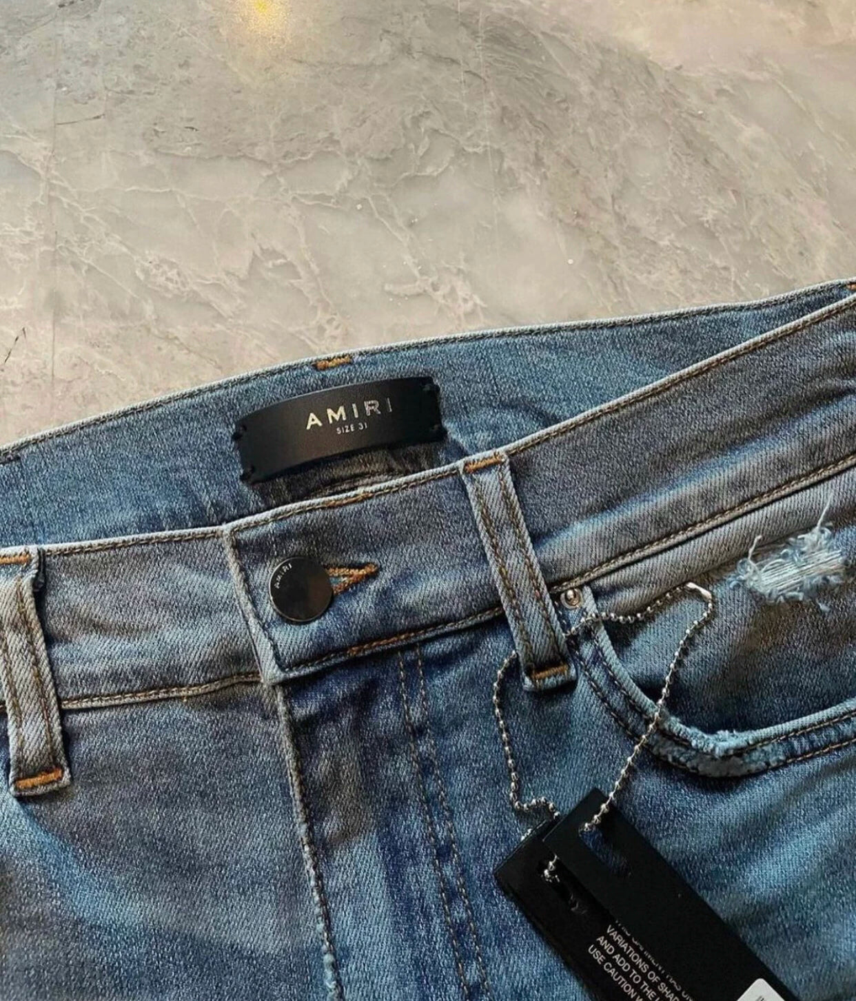 Amiri classic multi-element retro patchwork blue jeans