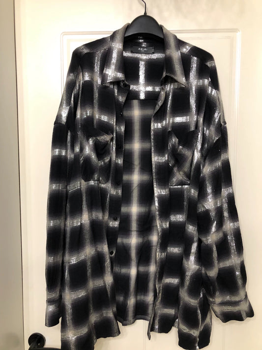 Amiri glitter black and white checkered shirt