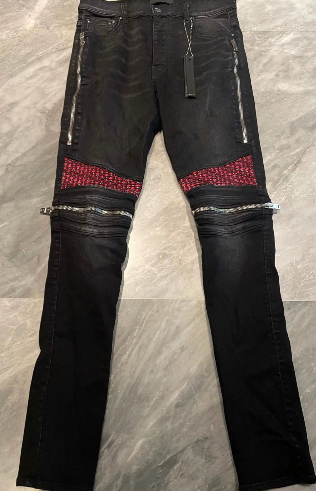 Amiri Classic Retro Velvet Spliced Black Jeans