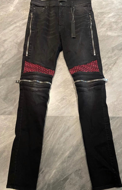 Amiri Classic Retro Velvet Spliced Black Jeans