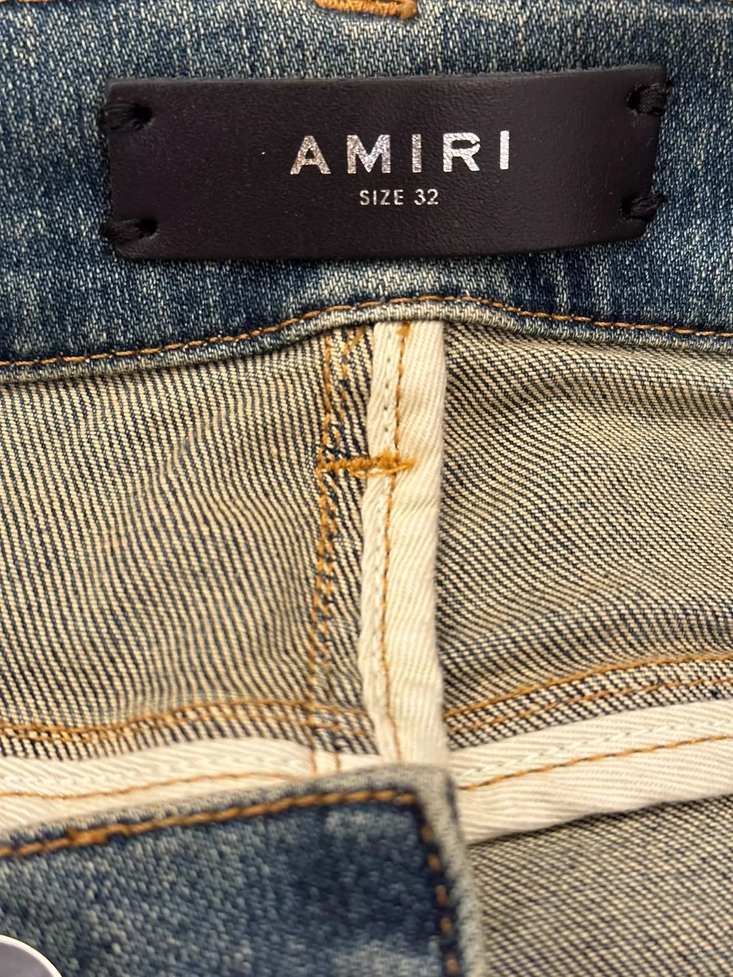 Amiri Blue Cow Knee Piercing Jeans