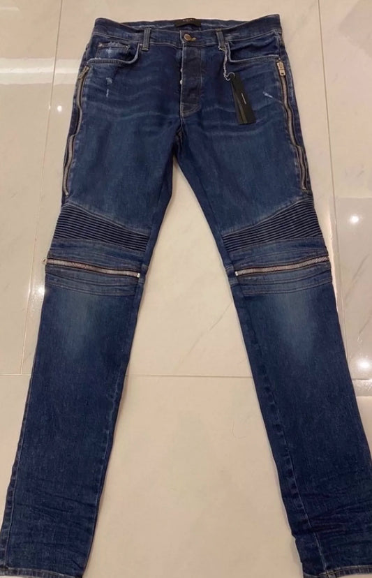 Amiri Classic MX2 Zipper Splicing Blue Jeans