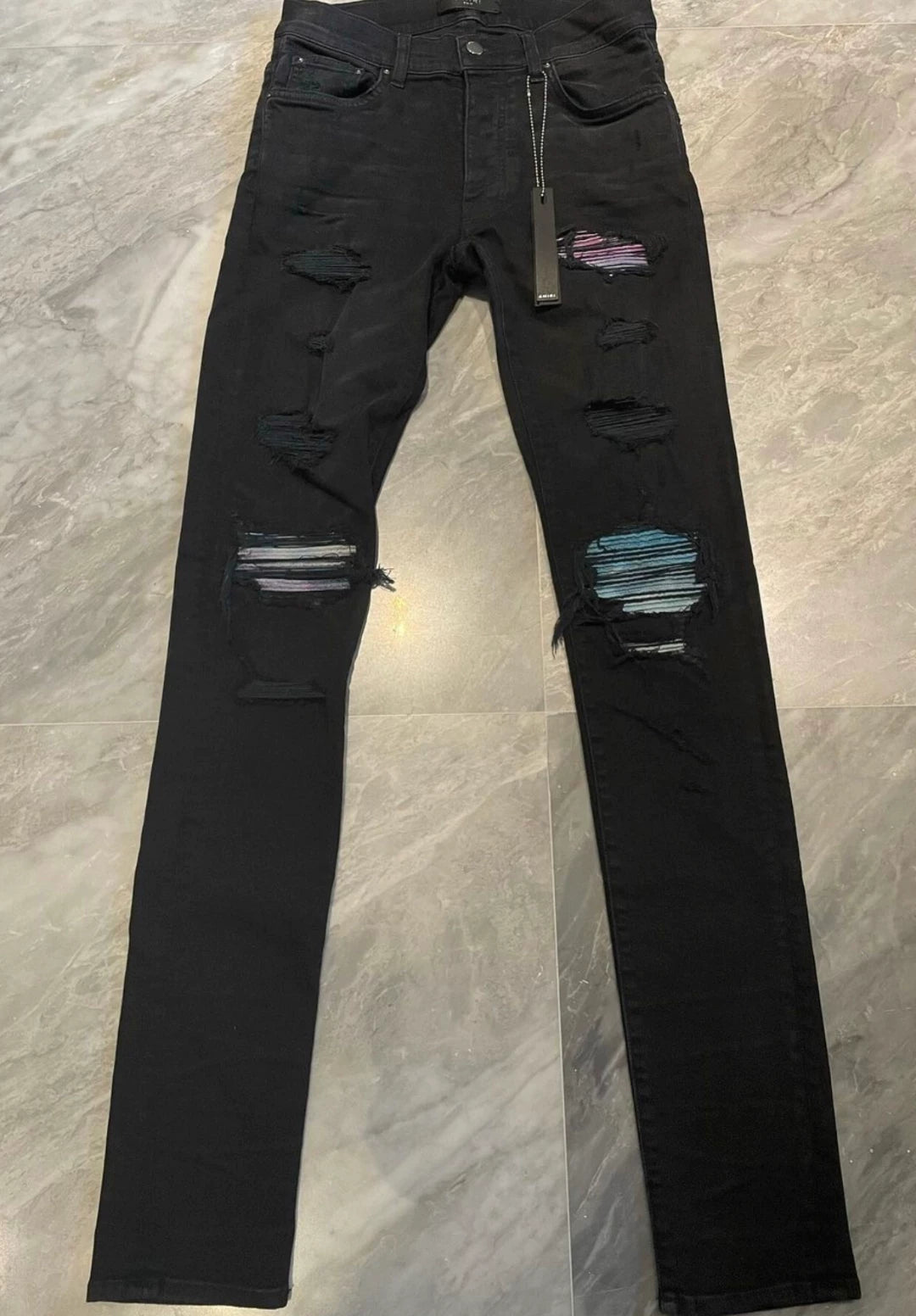 Amiri Classic Limited Edition Colorful Splicing Black Jeans