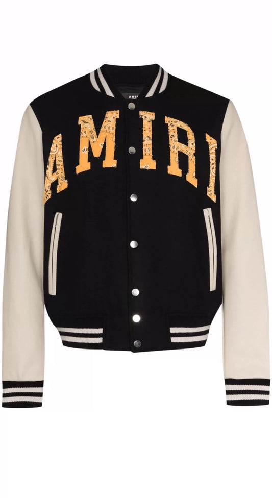 AMIRI leopard print letter baseball jacket