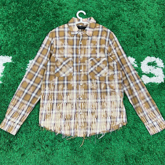 Amiri's latest plaid fringe shirt