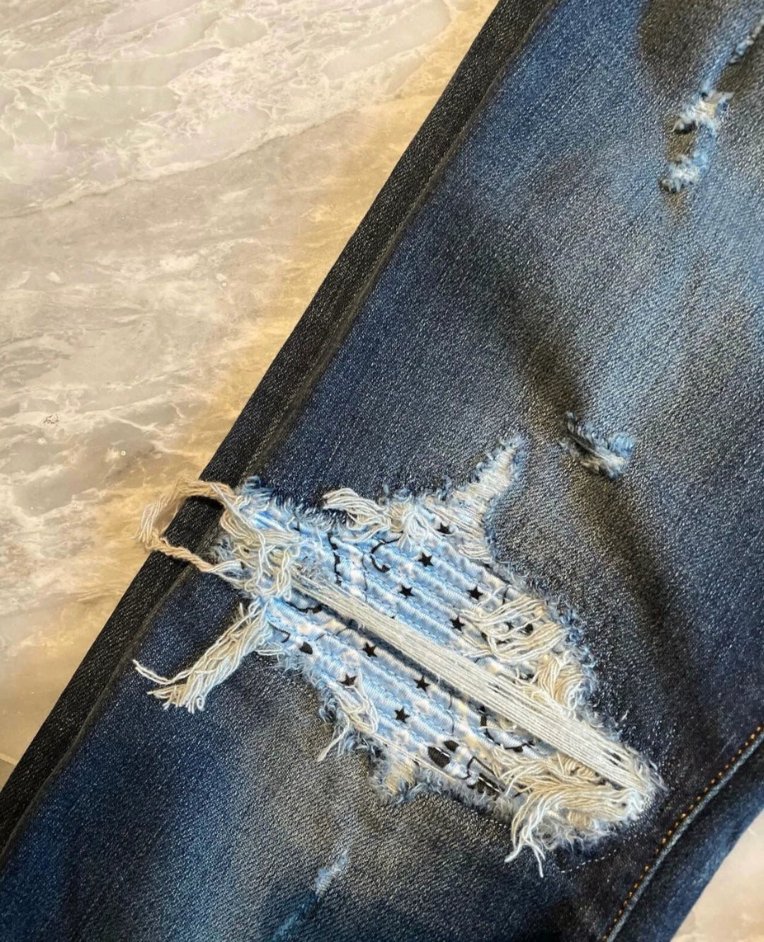 Amiri Classic Star Element Limited Edition Splicing Blue Jeans