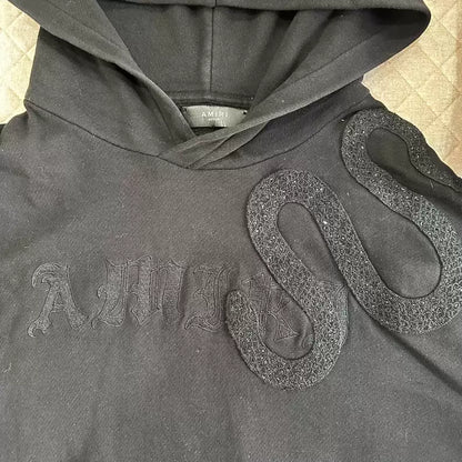 Amiri Black Snake Embroidered Glitter Hoodie