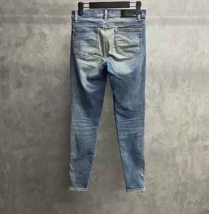 Amiri latest blue leather pants zipper jeans - - DMC