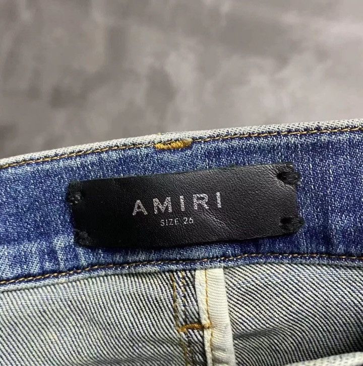 Amiri latest blue leather pants zipper jeans - - DMC