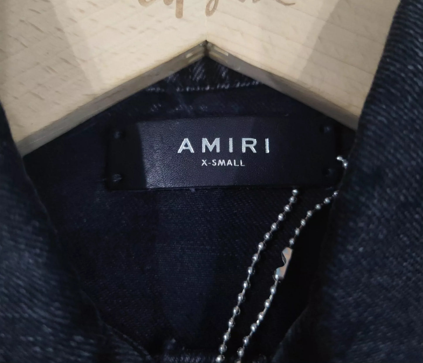 Amiri silk antique fabric spliced denim jacket