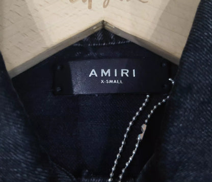 Amiri silk antique fabric spliced denim jacket