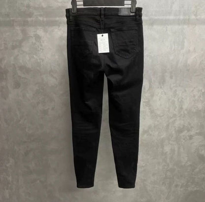 Amiri black split leather leg zipper jeans - - DMC