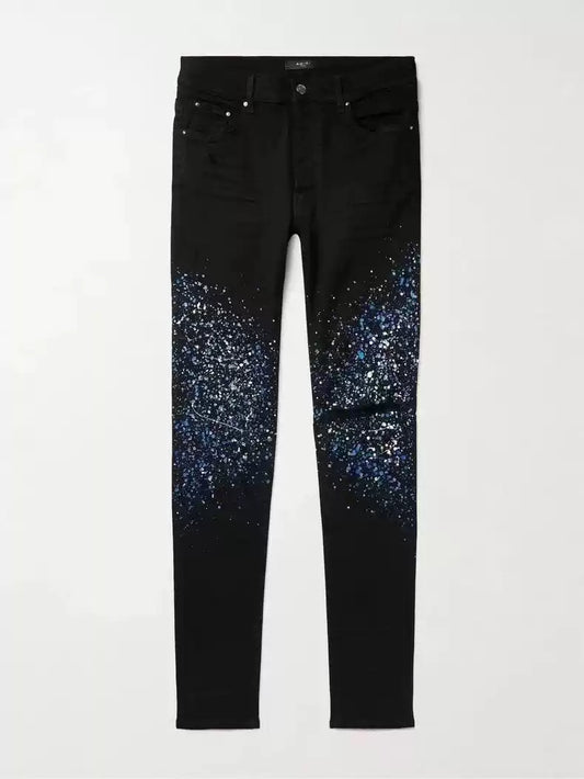 Amiri splashed ink diamond knife cuts jeans