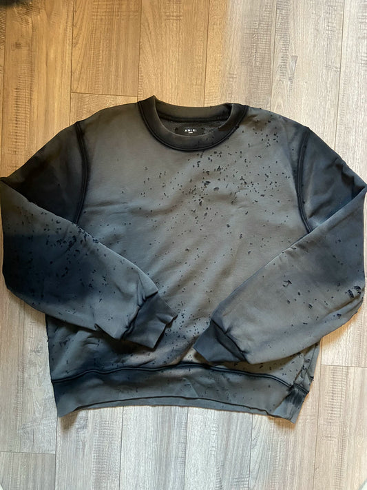 Amiri shotgun destroys washed grey hoodie