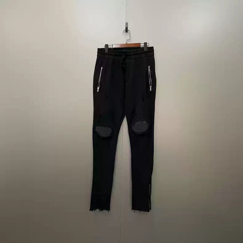 AMIRI black zipper ripped sweatpants