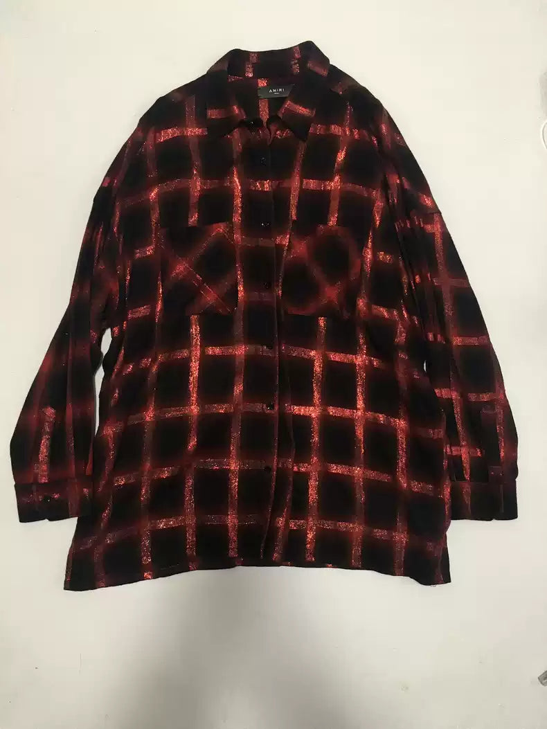 Amiri Black Red Sparkling Pink Checkered Shirt